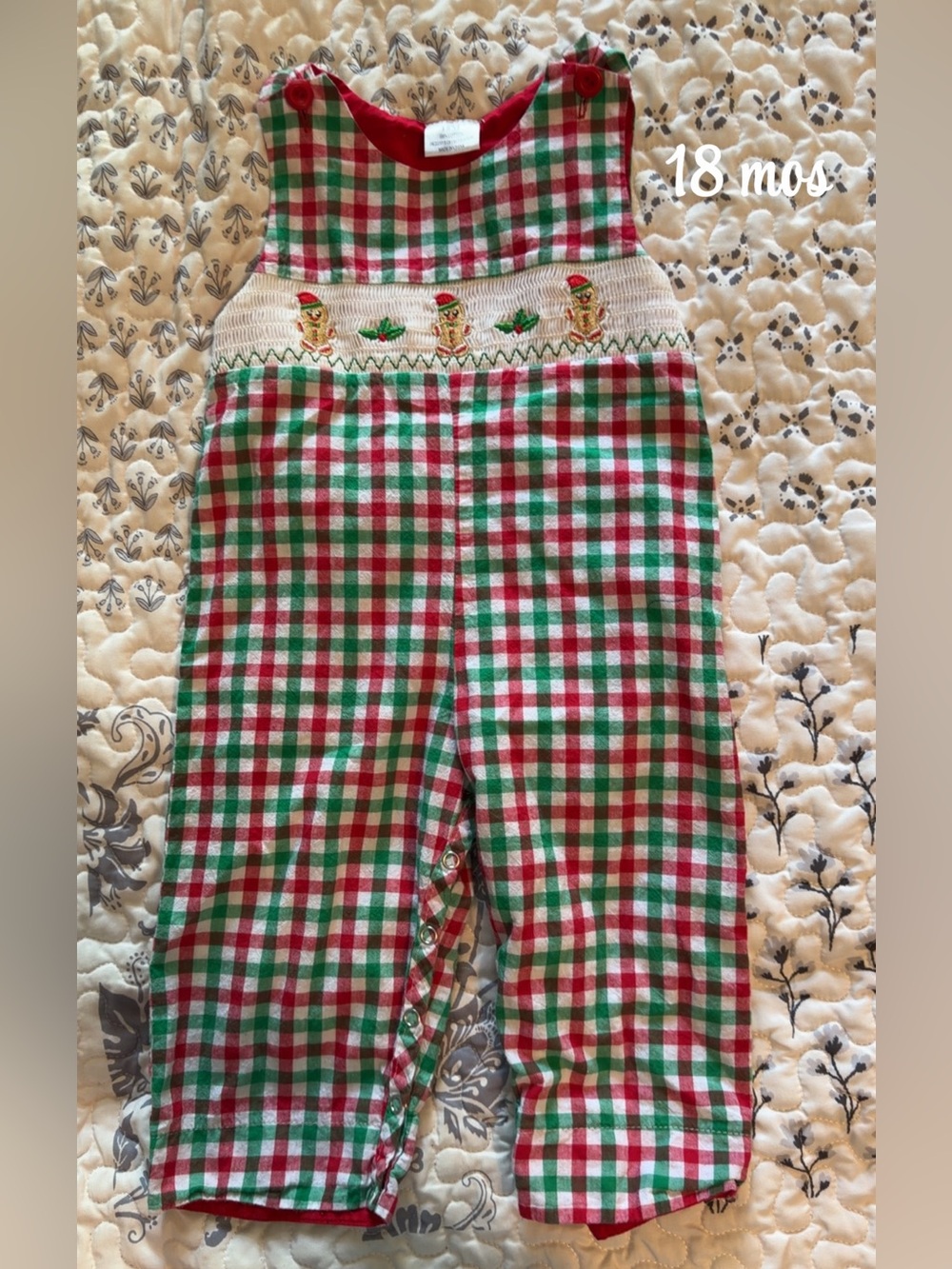 Red & Green Plaid Smocked Baby Romper - Unbranded